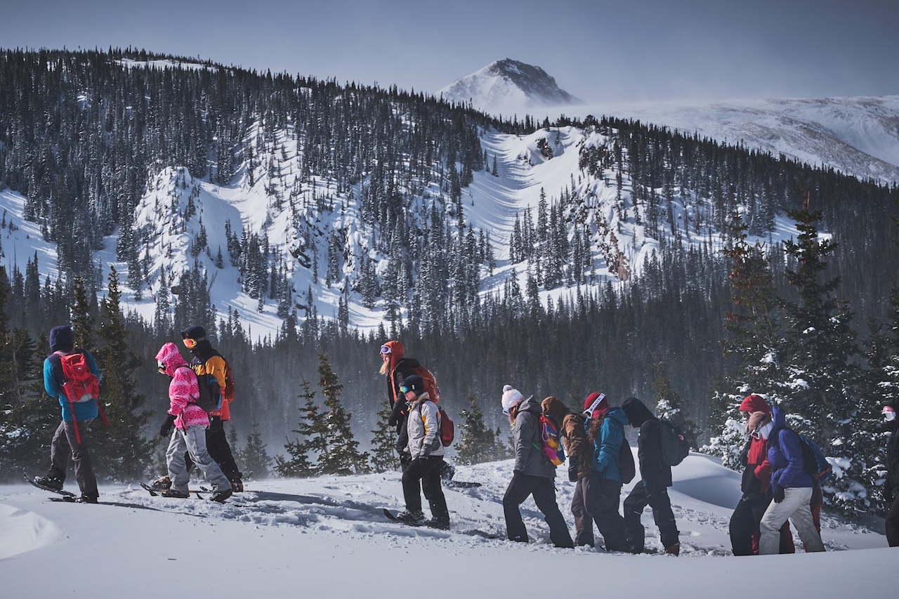 Snowshoeing group