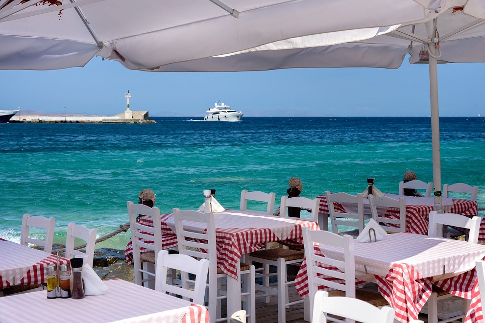 Mykonos restaurant by ocean