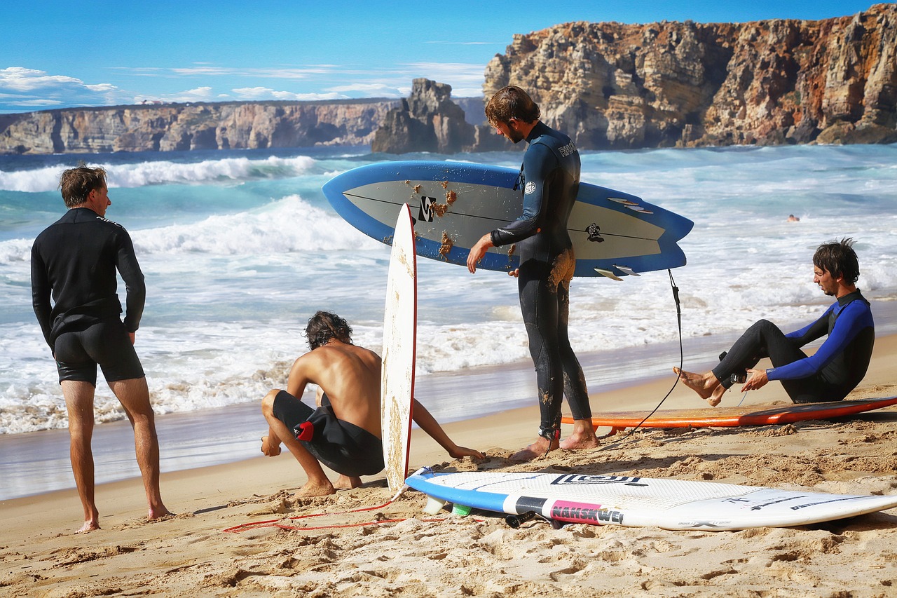 Portugal beach surfers